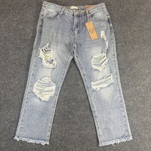 New BLUE TURTLE Size 9 Blue Distressed Jeans
